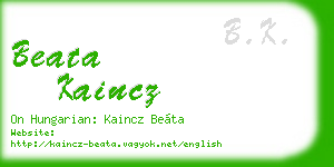 beata kaincz business card